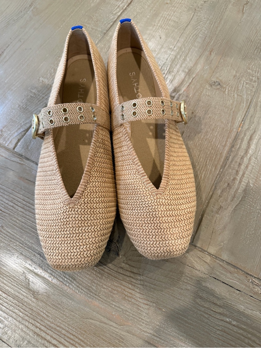 Max Buckle Mary Jane in Tan Woven by Rothy s. Like new 11 1/2